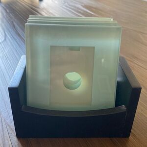 Ivy Ridge Glass Photo Coaster Set with Wood Holder